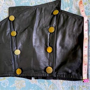 Black Strapless crop top bustier w brass button front